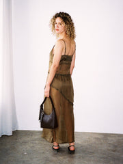 Sasha Ruffle Slip Dress - Sheer Olive
