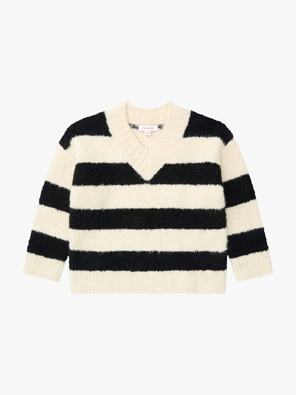 Coby V-Neck Sweater - Black/White Stripes