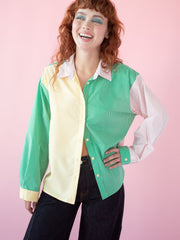 Amy Long Sleeve Button Up - Soft Stripe