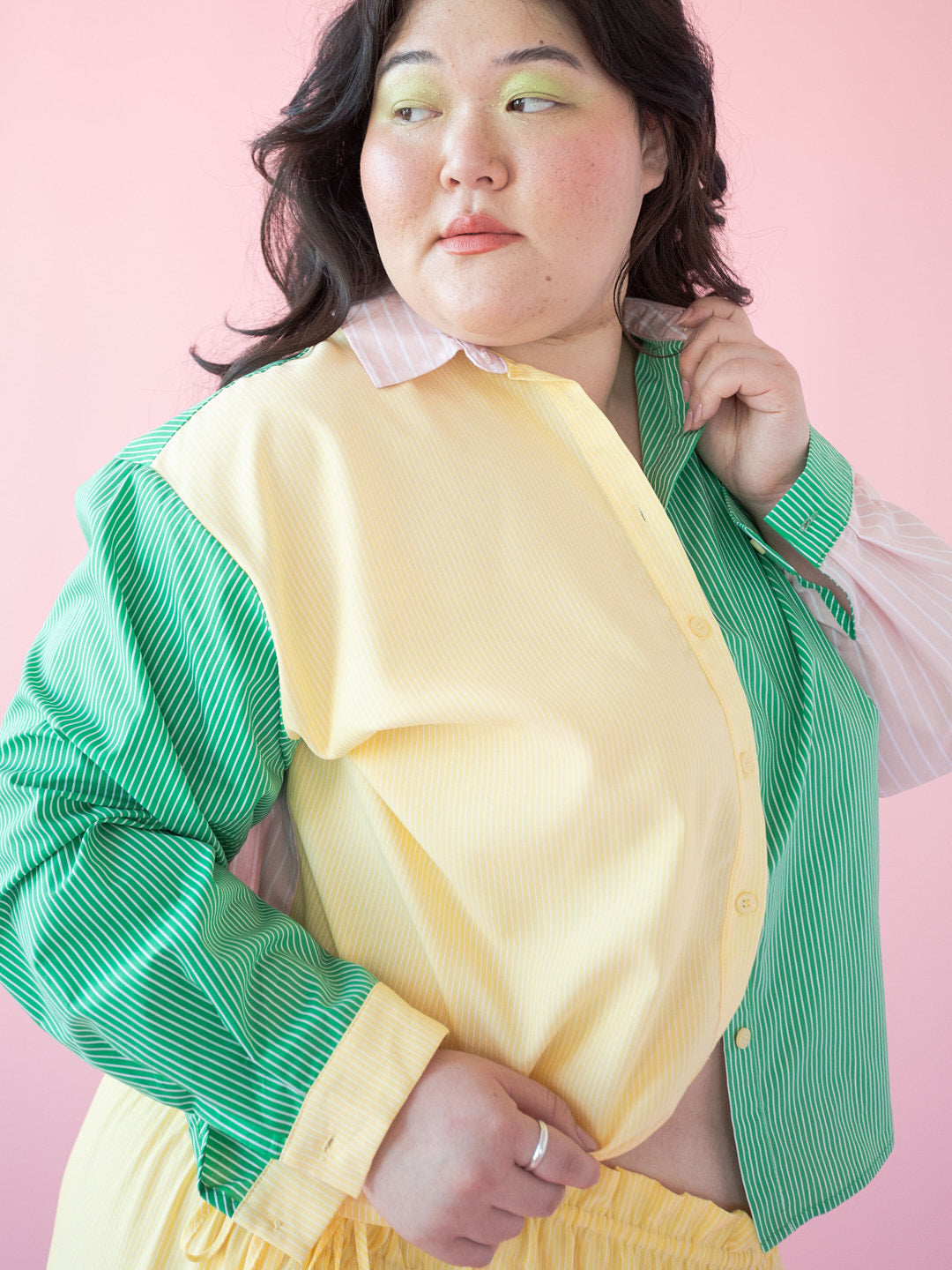 Amy Long Sleeve Button Up - Soft Stripe