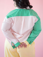 Amy Long Sleeve Button Up - Soft Stripe
