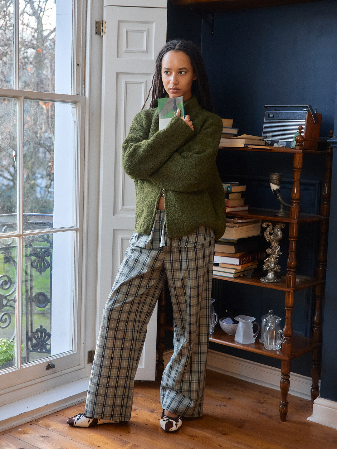 Renee Pant - Moss Plaid