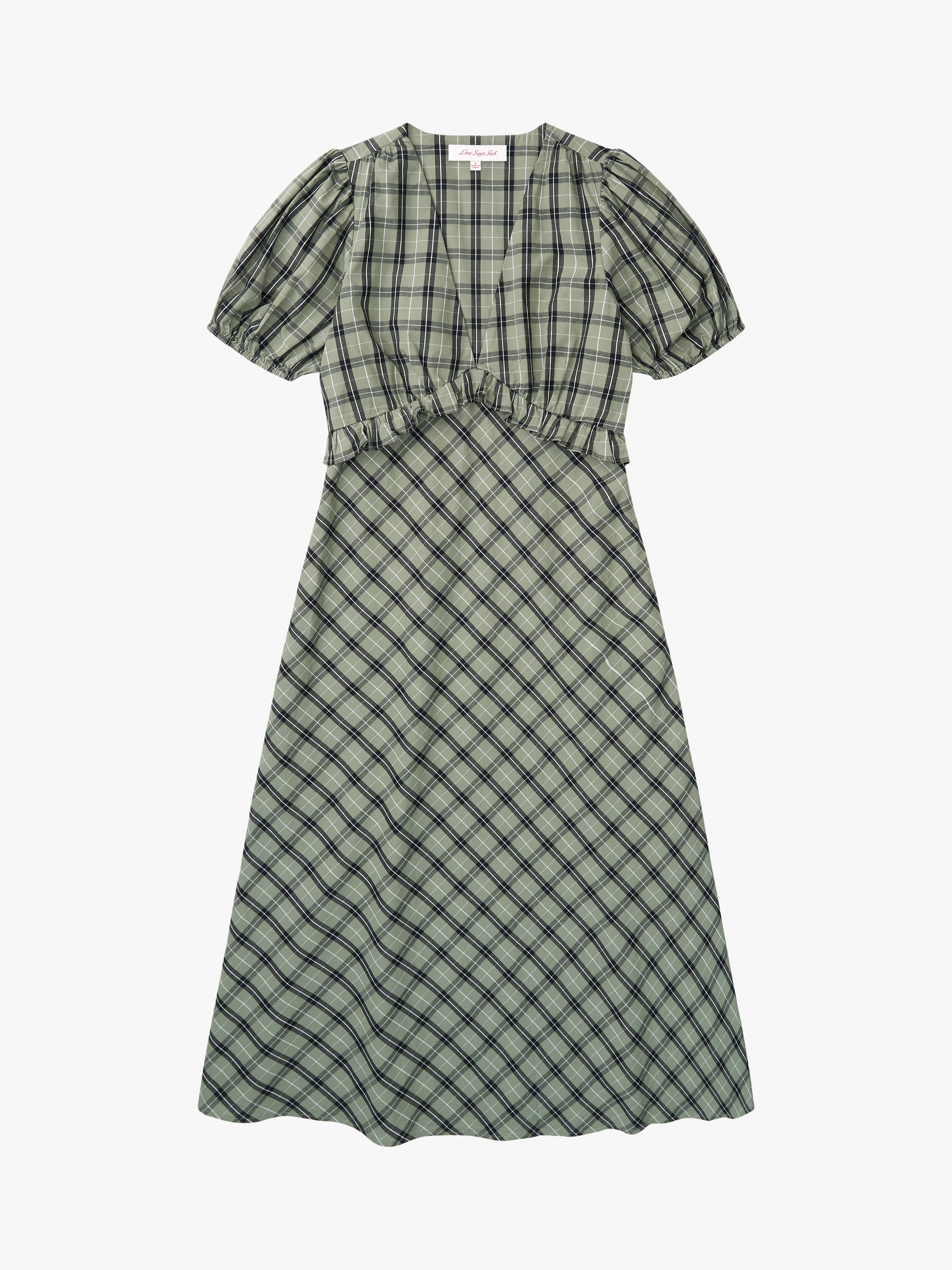 Emma Dress - Moss Plaid