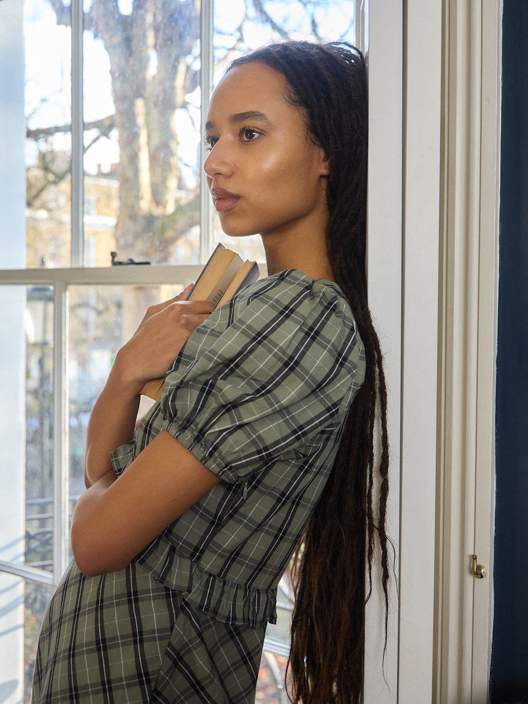 Emma Dress - Moss Plaid