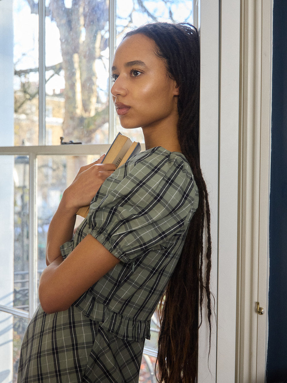 Emma Dress - Moss Plaid