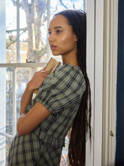 Emma Dress - Moss Plaid