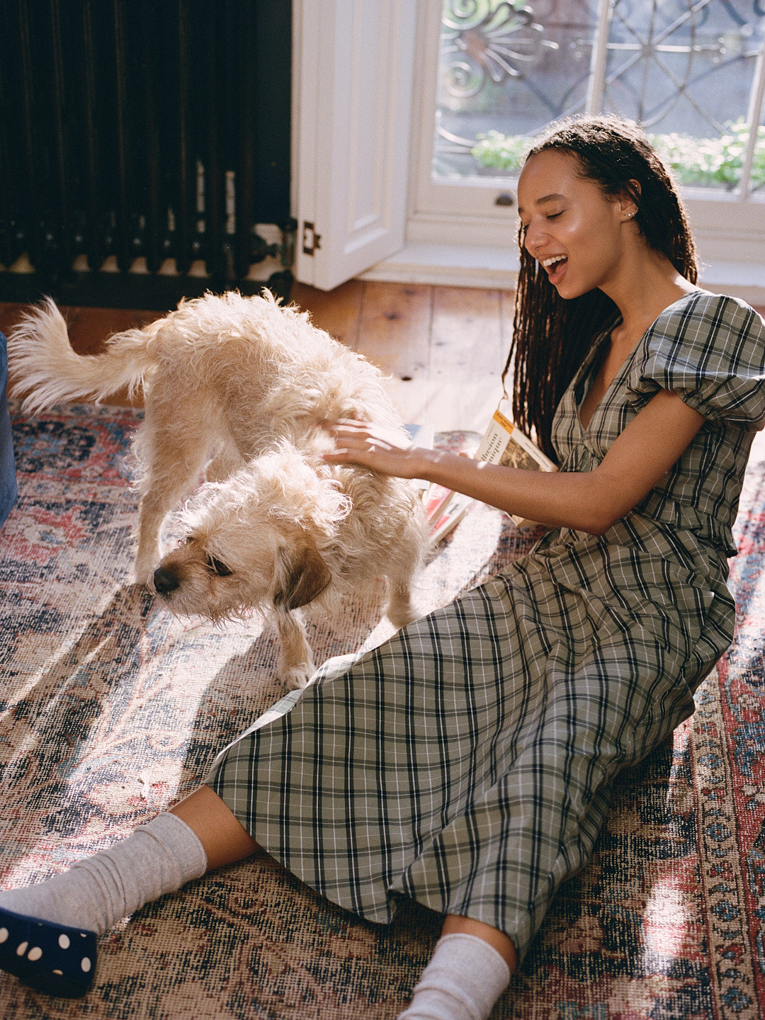 Emma Dress - Moss Plaid
