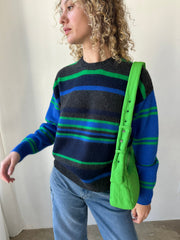 Rene Crew Jumper - Green & Blue Stripe
