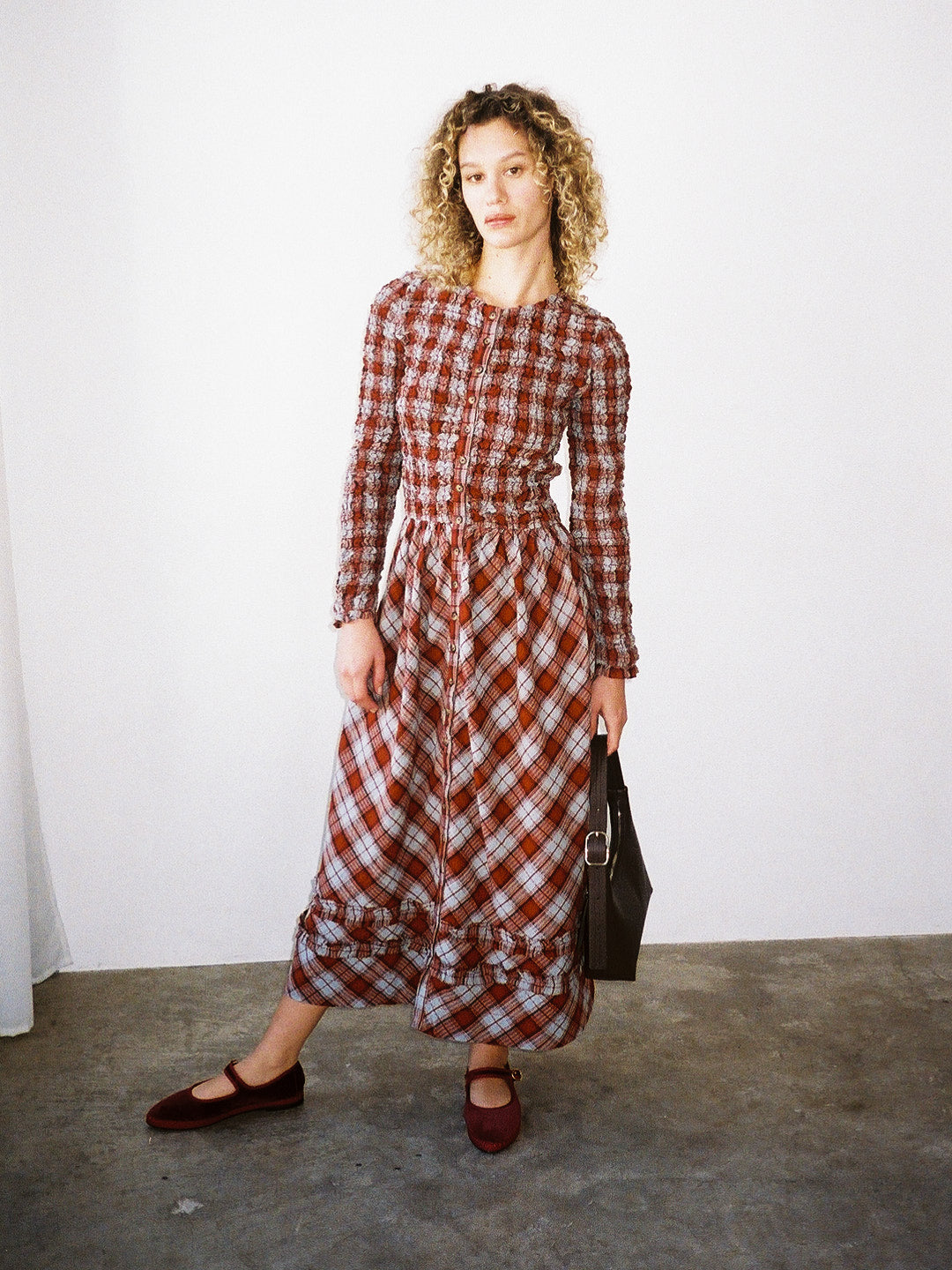 Posey Cardi Midi Dress - Blue Fog Mutli Check