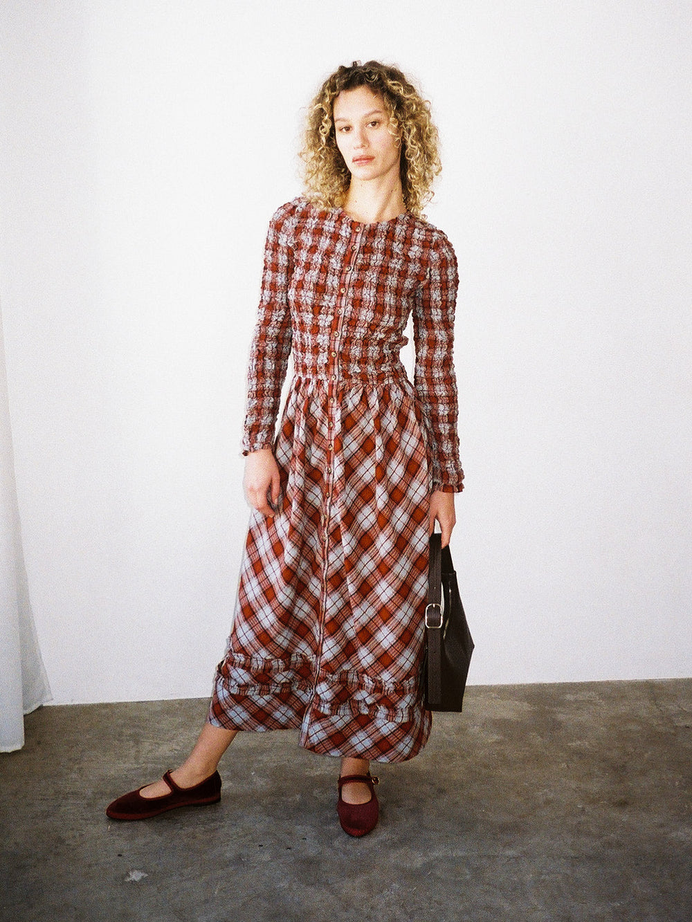 Posey Cardi Midi Dress - Blue Fog Mutli Check