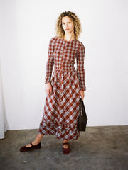 Posey Cardi Midi Dress - Blue Fog Mutli Check
