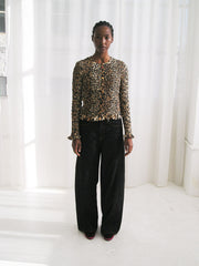 Elliana Smocked Cardi - Leopard