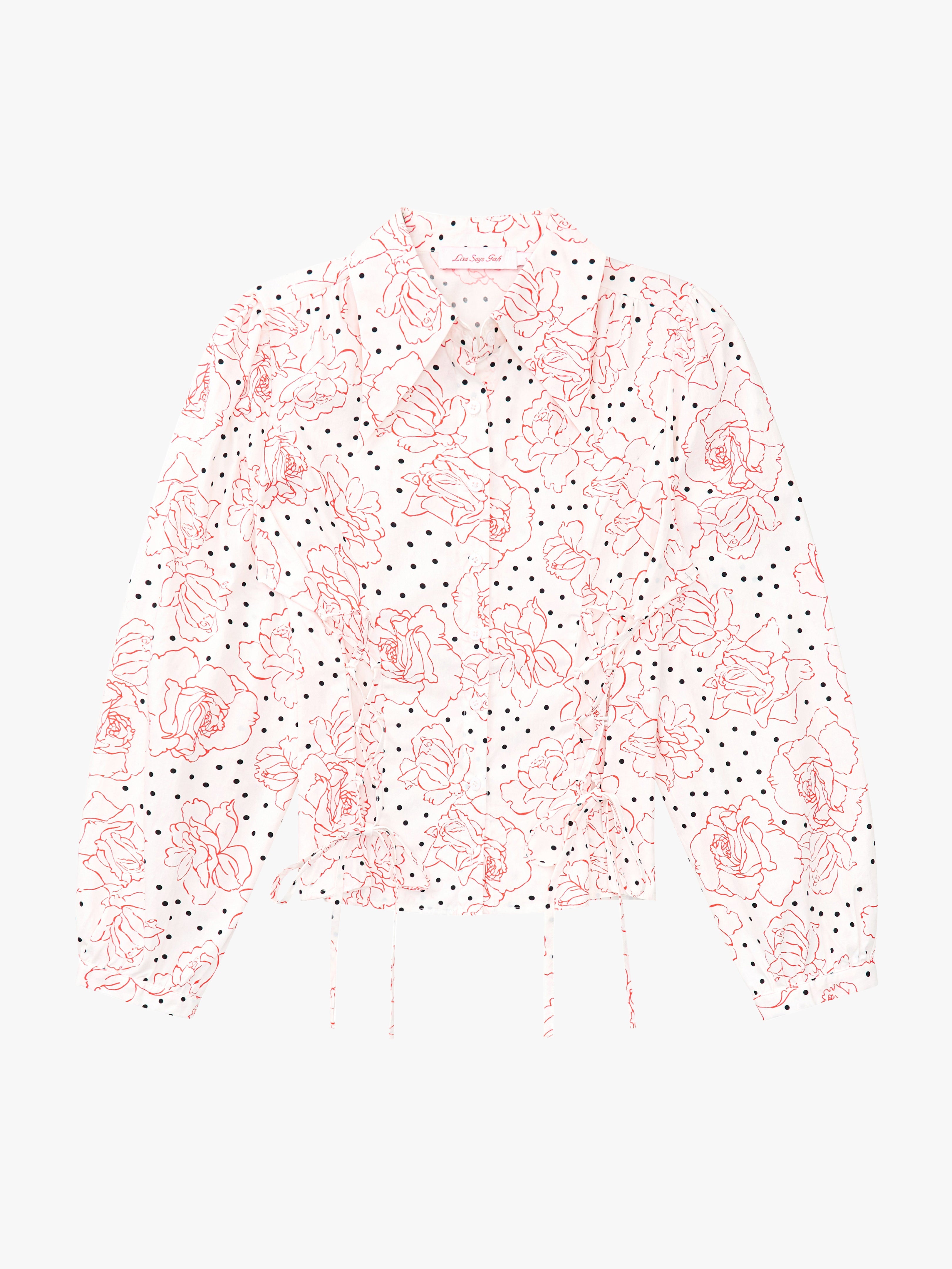 Jasper Button Up - Rose Dot White