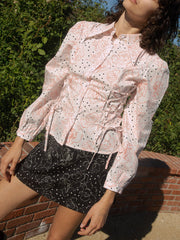 Jasper Button Up - Rose Dot White