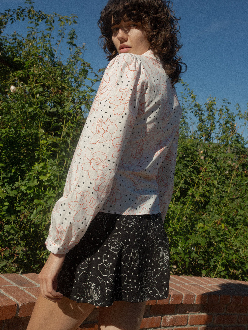 Jasper Button Up - Rose Dot White