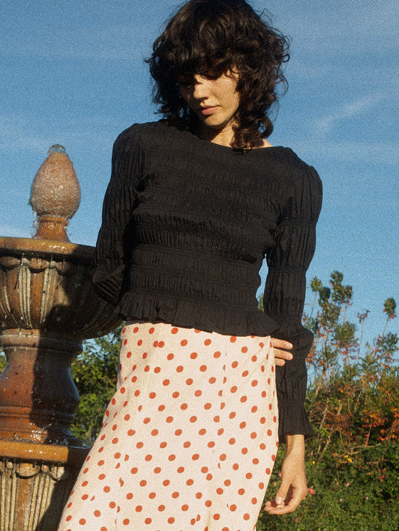 Rue Smocked Long Sleeve - Black
