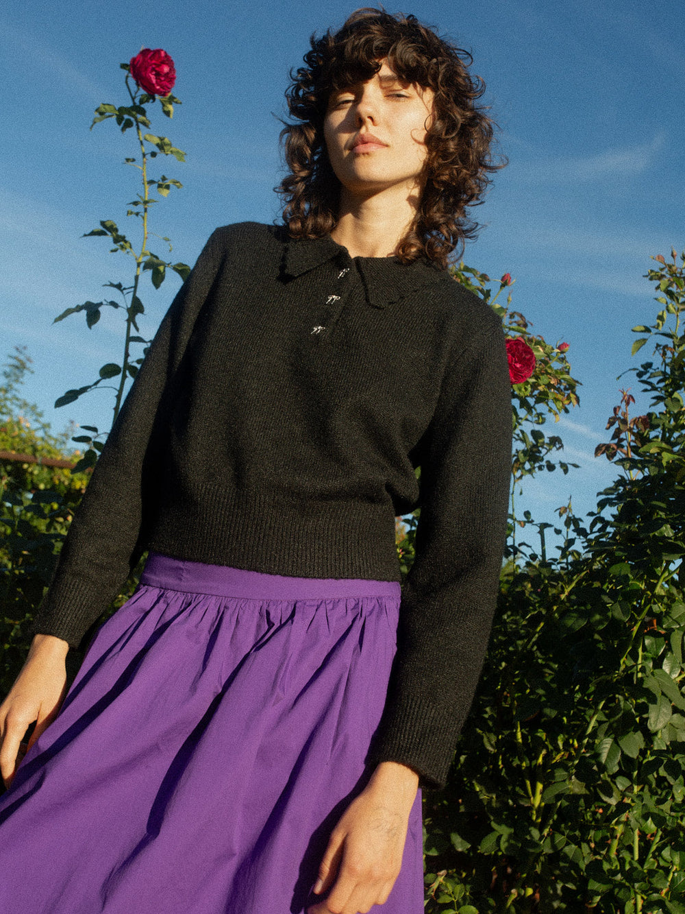Posey Polo Sweater - Black