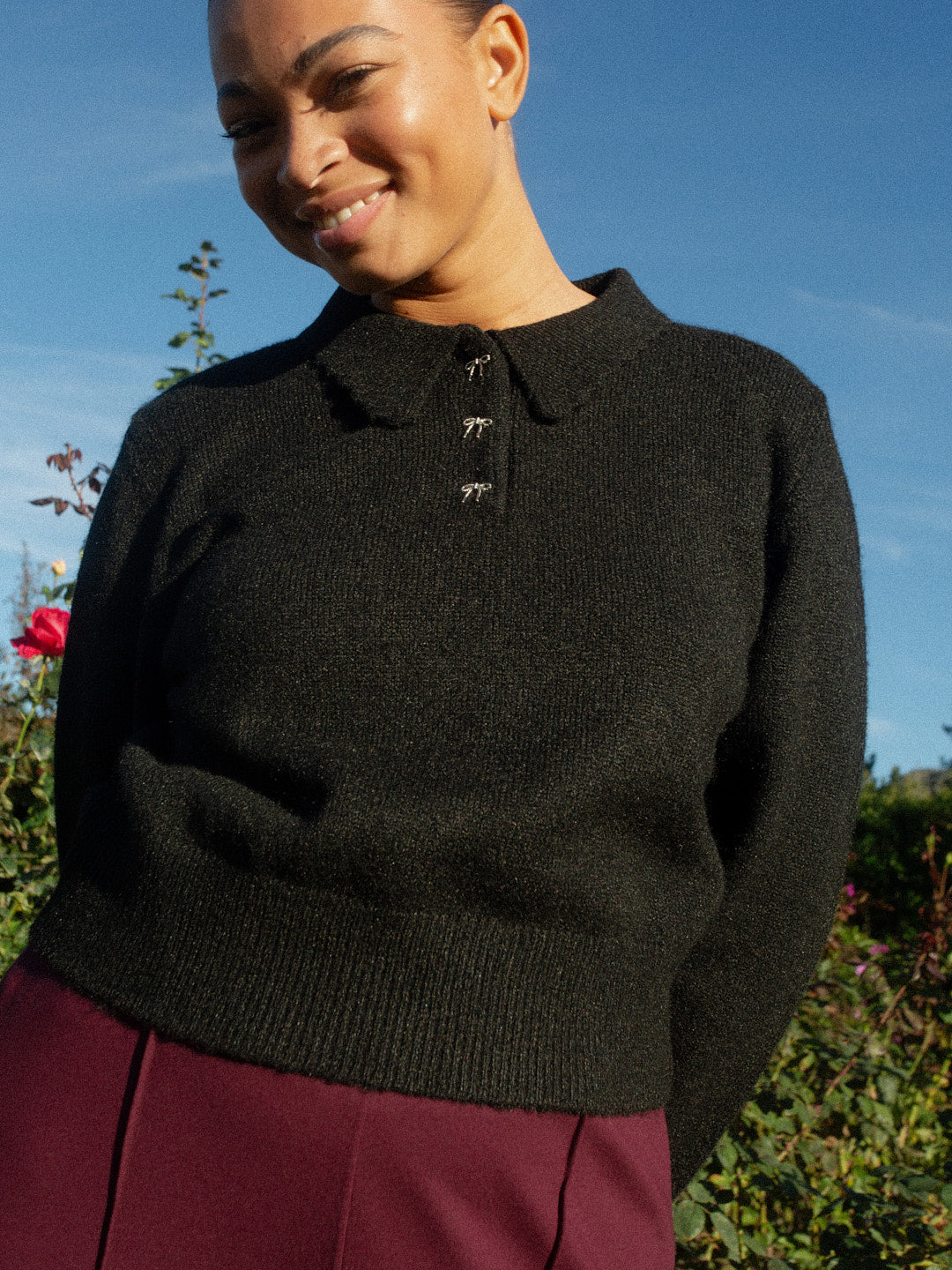 Posey Polo Sweater - Black