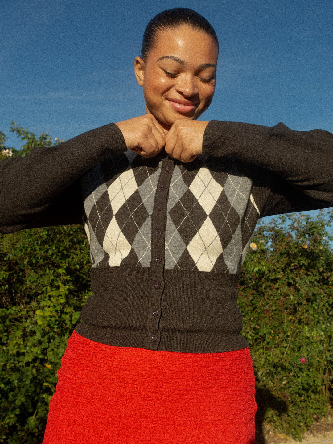 Emi Cardi - Grey Argyle