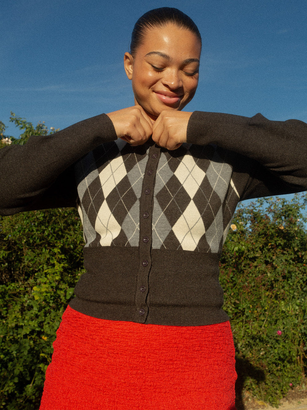 Emi Cardi - Grey Argyle