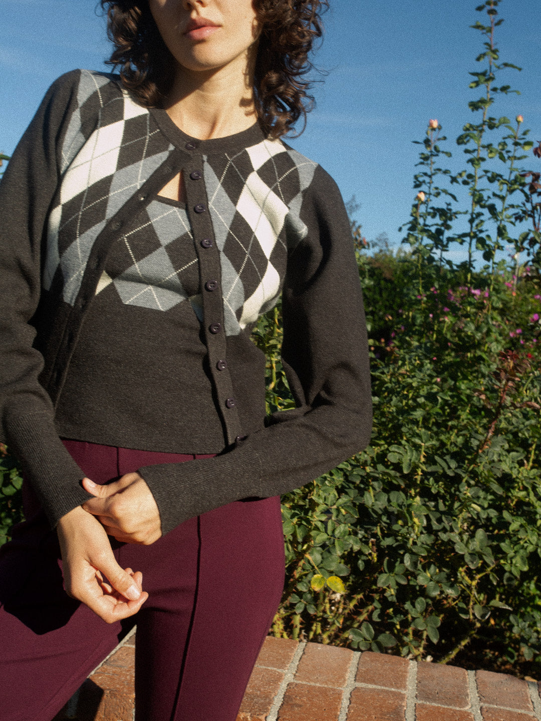 Emi Cardi - Grey Argyle