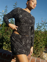 Emma Long Sleeve Top - Rose Dot Black