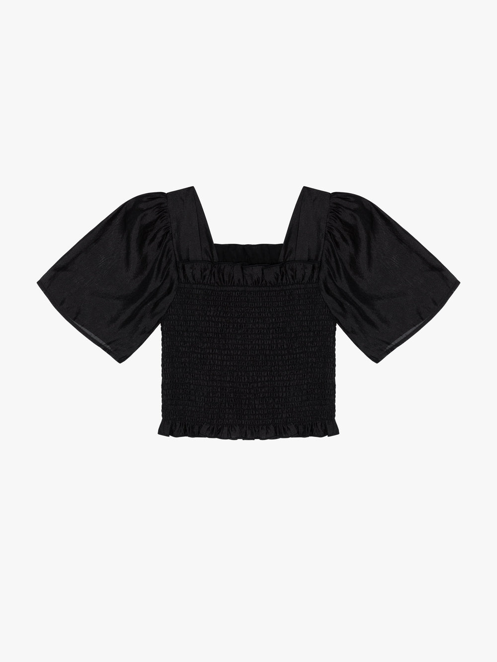 Toni Smocked Top - Black Organza